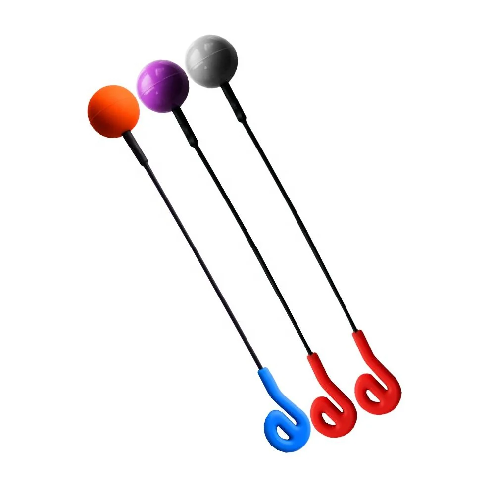 Flumi n.º 1: tres baquetas de fricción con cabezas naranja, morada y gris para tocar gongs